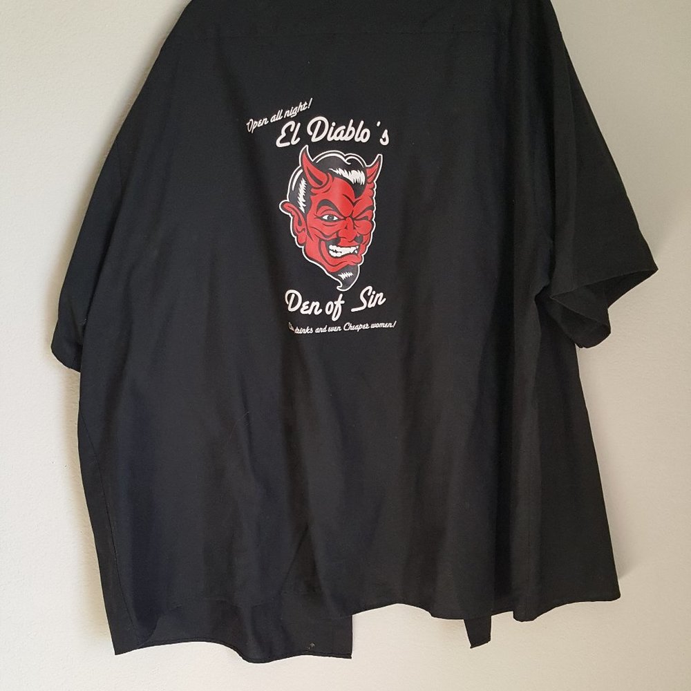 RED KAP Men's Shirt 6XL EL DIABL'O S/S Casual Retro Rockabilly Work Horror